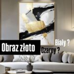 Obraz złoto czarny, biały na ścianie