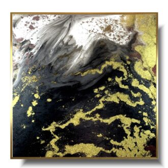 Duży obraz abstrakcja złota lawa w złotej ramie 2089A