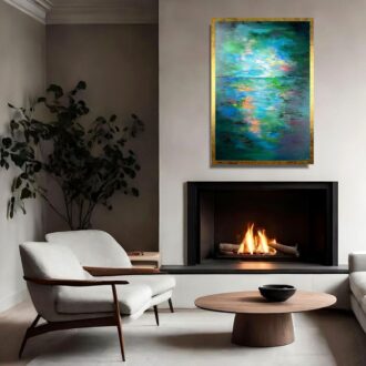 Nowoczesna abstrakcja obraz w złotej ramie "Wiosenne tęsknoty" 2357A