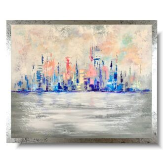 Nowoczesna abstrakcja "Tęczowe miasto" obraz w ramie 2100A
