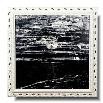 Nowoczesny obraz w czerni "Nokturn" abstrakcja w białej ramie 2094A