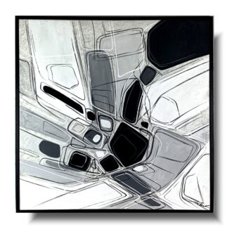 Obraz czarno biały ręcznie malowany na płótnie "Moje miasto" N2181