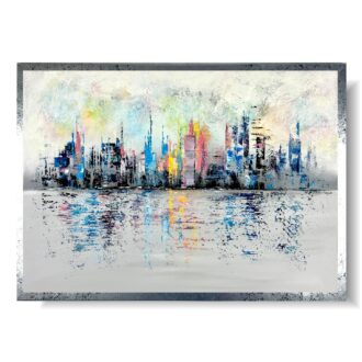 Obraz abstrakcja kolorowe miasto, Obraz kolorowe miasto, obraz w ramie, obrazy kolorowe, kolorowa abstrakcja, kolorowy pejzaż, obraz kolorowa architektura, obraz miasta i architektura