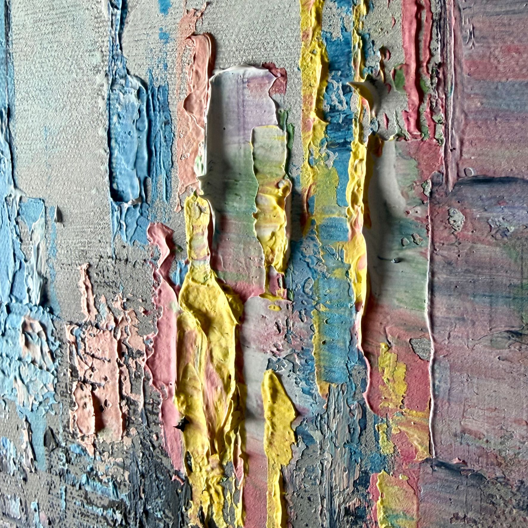 Obraz abstrakcja kolorowe miasto gruba faktura farby