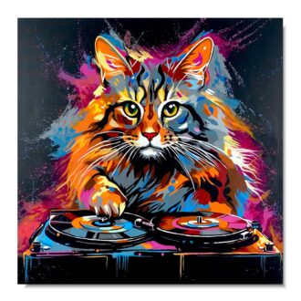 Obraz zwierzęta ręcznie malowany na płótnie "Kolorowy kot" 2278A