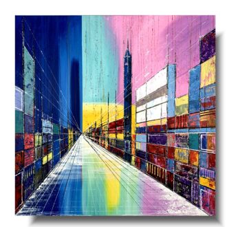 Obrazy ręcznie malowany na płótnie "Kolorowe miasteczko" 2152A