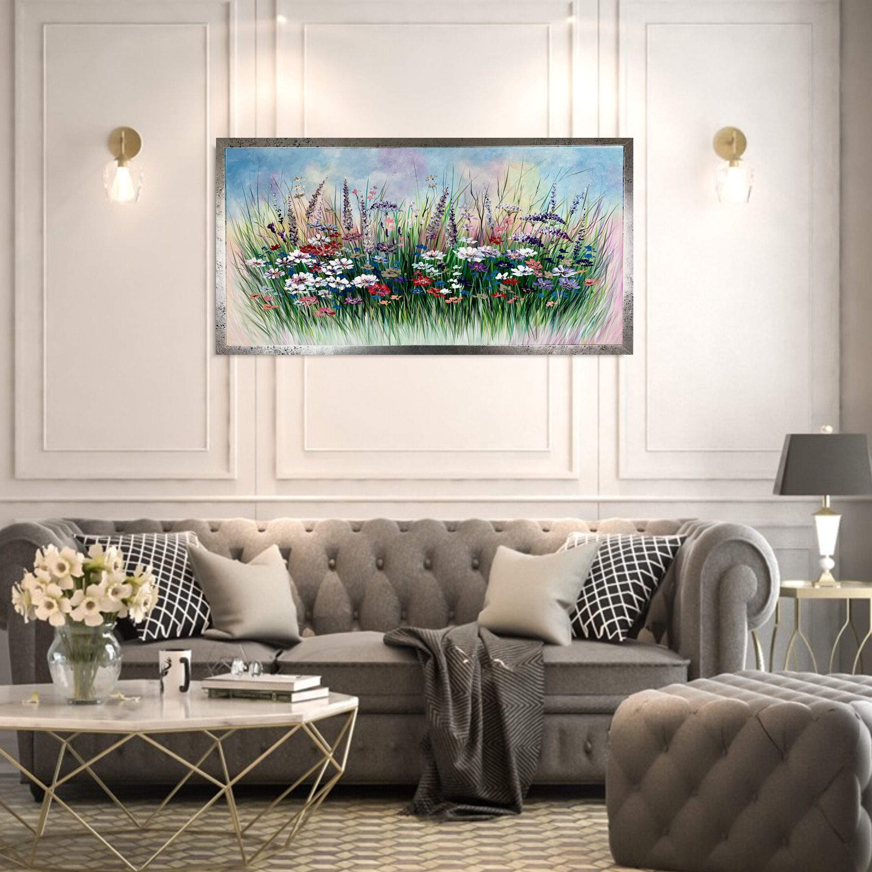 Obraz ręcznie malowany na płótnie "Delikatna łąka" 2128A - obrazek 2