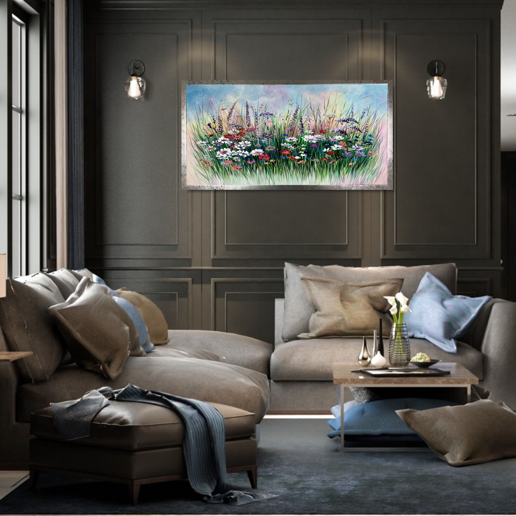 Obraz ręcznie malowany na płótnie "Delikatna łąka" 2128A - obrazek 3