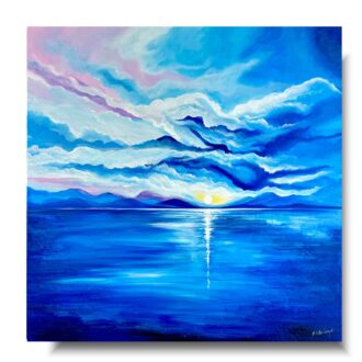 Pejzaż morski "Błękitny wschód słońca" obrazy na płótnie 2137A