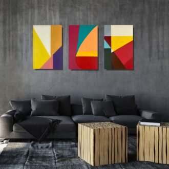Tryptyk obraz abstrakcja "Kolorowe trójkąty" - komplet obrazów 2301A