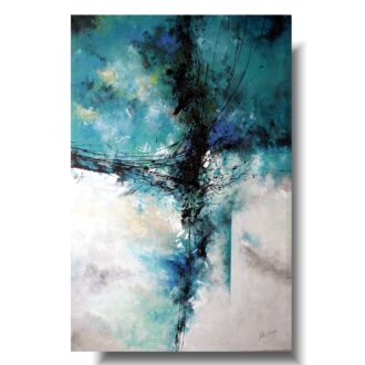 Abstrakcja duży turkusowy obraz "Tornado" obrazy malowane farbami 1574A