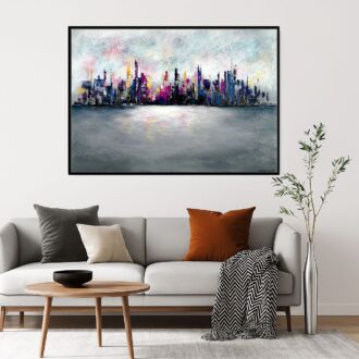 Kolorowy obraz abstrakcja w ramie "Bajeczne miasto" 2352A