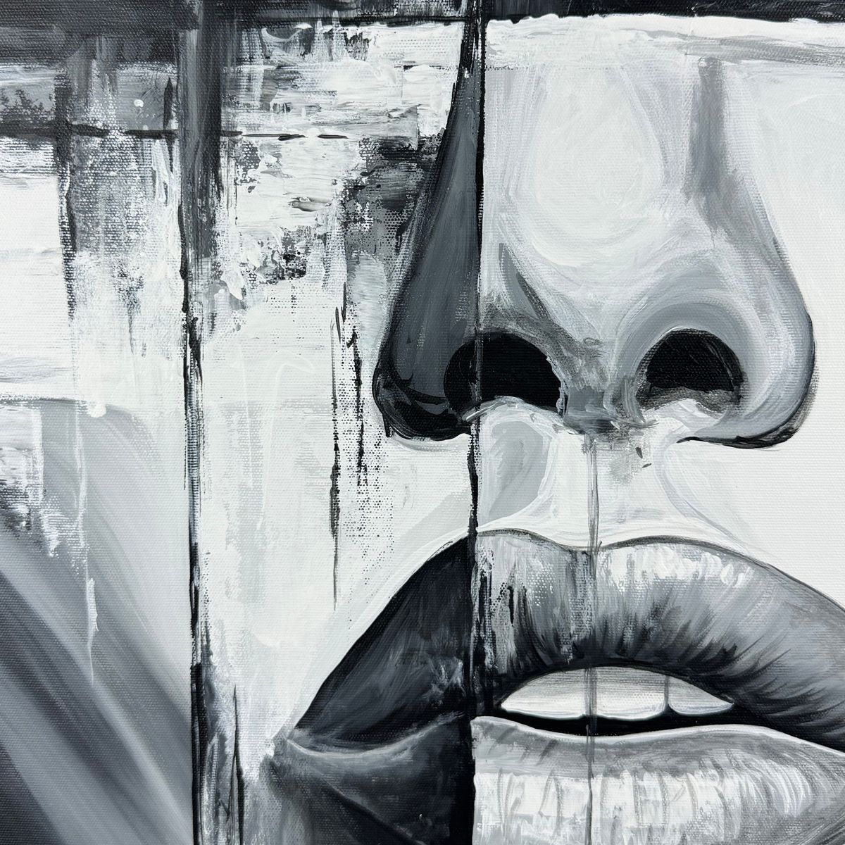 Współczesny portret obraz czarno biały "W niewoli" 2344A - obrazek 6