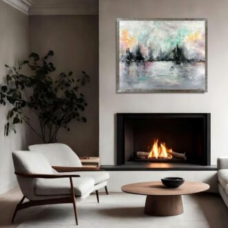 Nowoczesny obraz abstrakcyjny inspirowany naturą „Mglista cisza” 2359A