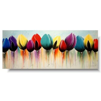 Obraz ręcznie malowany na płótnie "Kolorowe tulipany" 1624A