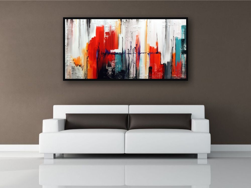 Modny duży obraz kolorowe miasto obrazy ręcznie malowane 1390A - obrazek 2