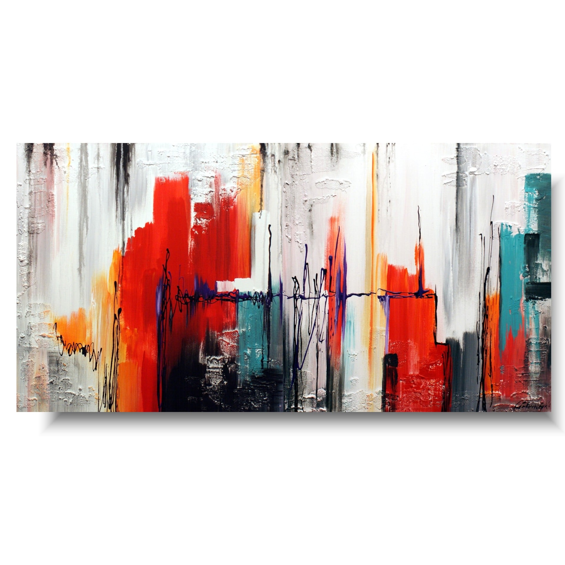 Modny duży obraz kolorowe miasto obrazy ręcznie malowane 1390A