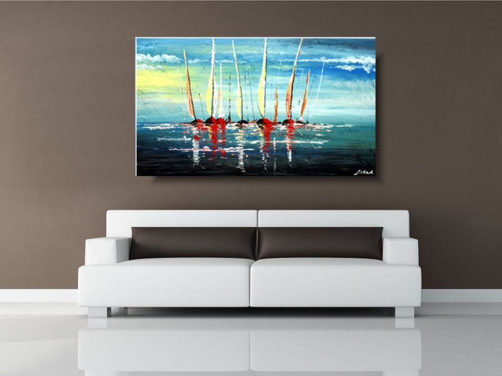 Obraz marynistyczny "Statki na morzu" morski widok pejzaż 1207A - obrazek 2