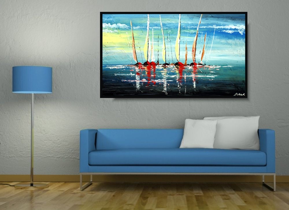 Obraz marynistyczny "Statki na morzu" morski widok pejzaż 1207A - obrazek 3