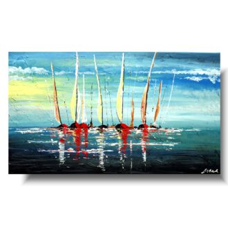 Obraz marynistyczny "Statki na morzu" morski widok pejzaż 1207A
