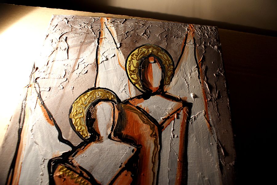 Obrazy ręcznie malowany na płótnie "Anioły szczęścia" 584A - obrazek 5