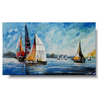 Obraz ręcznie malowany "Żaglówki na wietrze" obrazy marynistyczne na płótnie 1218A
