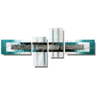 Spokojna turkusowa abstrakcja obraz nowoczesny ręcznie malowany na płótnie 1120A