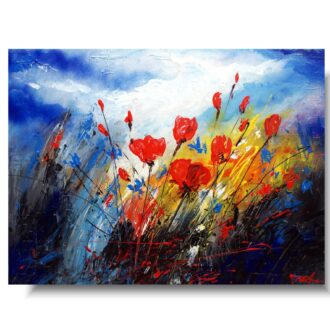 Wesoły duży obraz "Kwiatowa łąka" obrazy ręcznie malowane z kwiatami 1588A