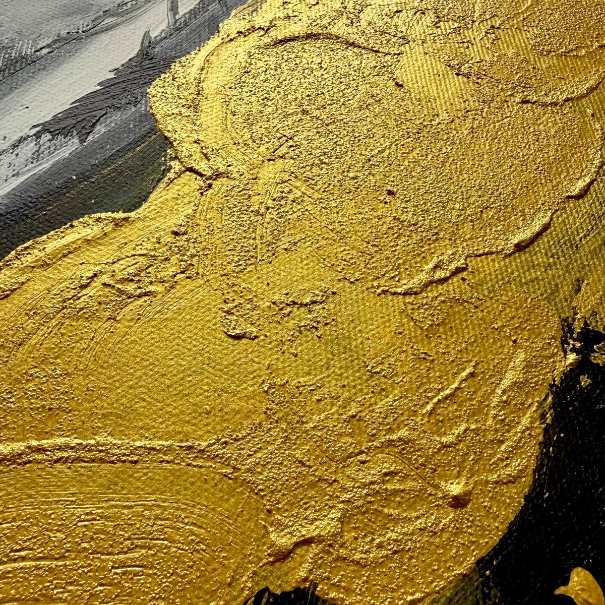 Złoty obraz abstrakcyjny 100 x 70cm – nowoczesna kompozycja premium 2371A - obrazek 5