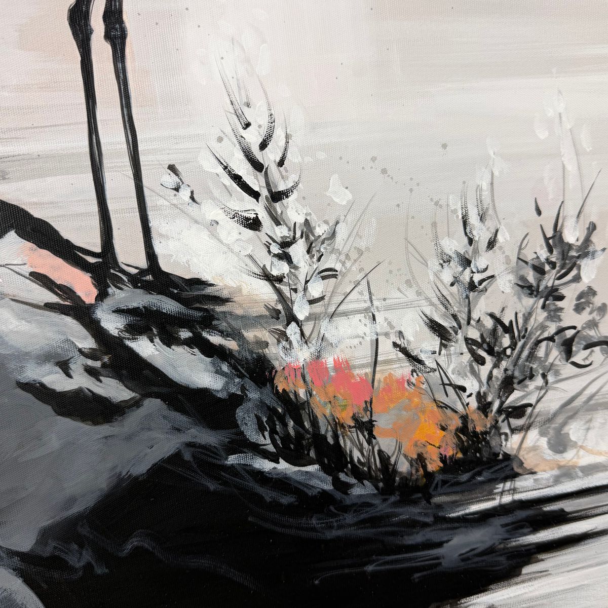 obraz japoński krajobraz zen podpis autora