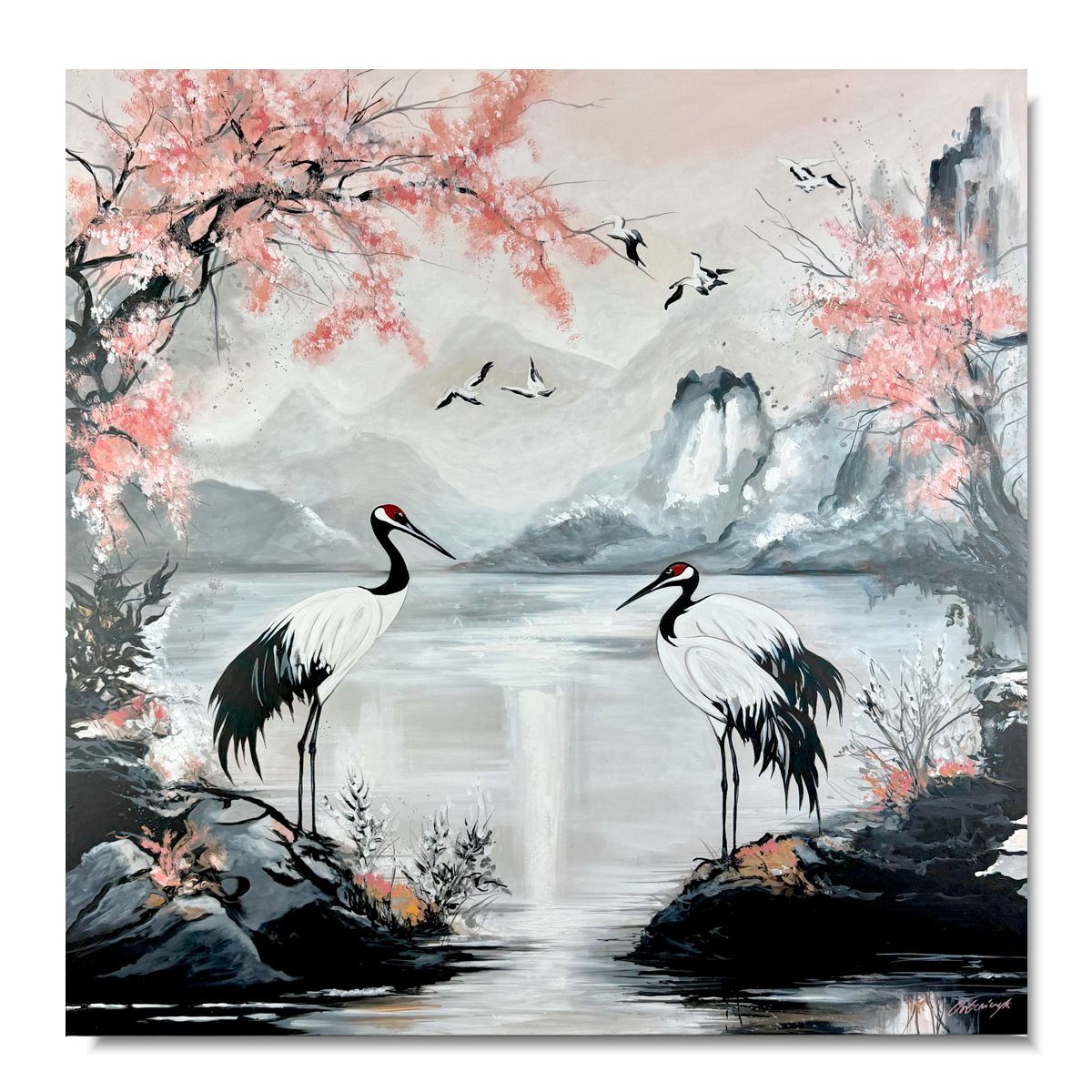 obraz żurawie 100x100